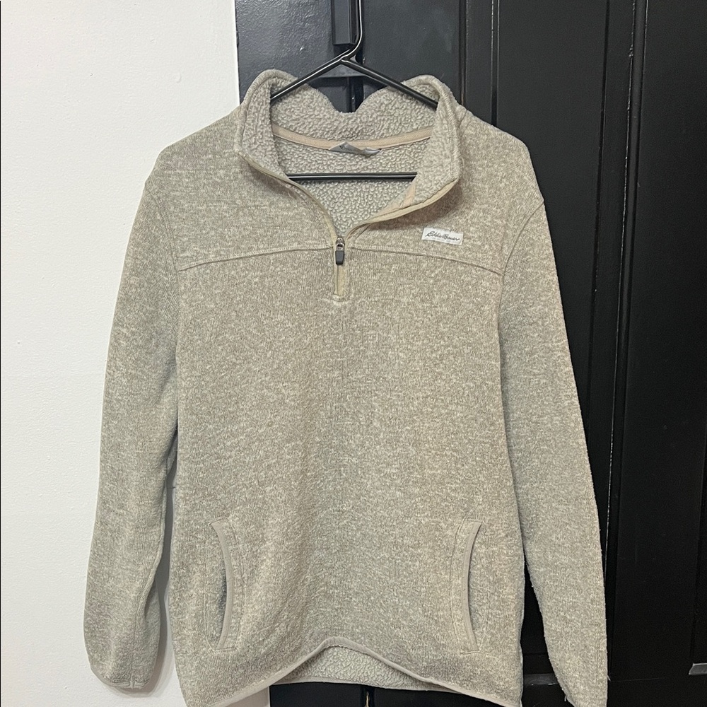 Eddie Bauer Men's Light Gray Quarter-Zip Pullover